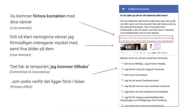 Example of behavioral design from Facebook